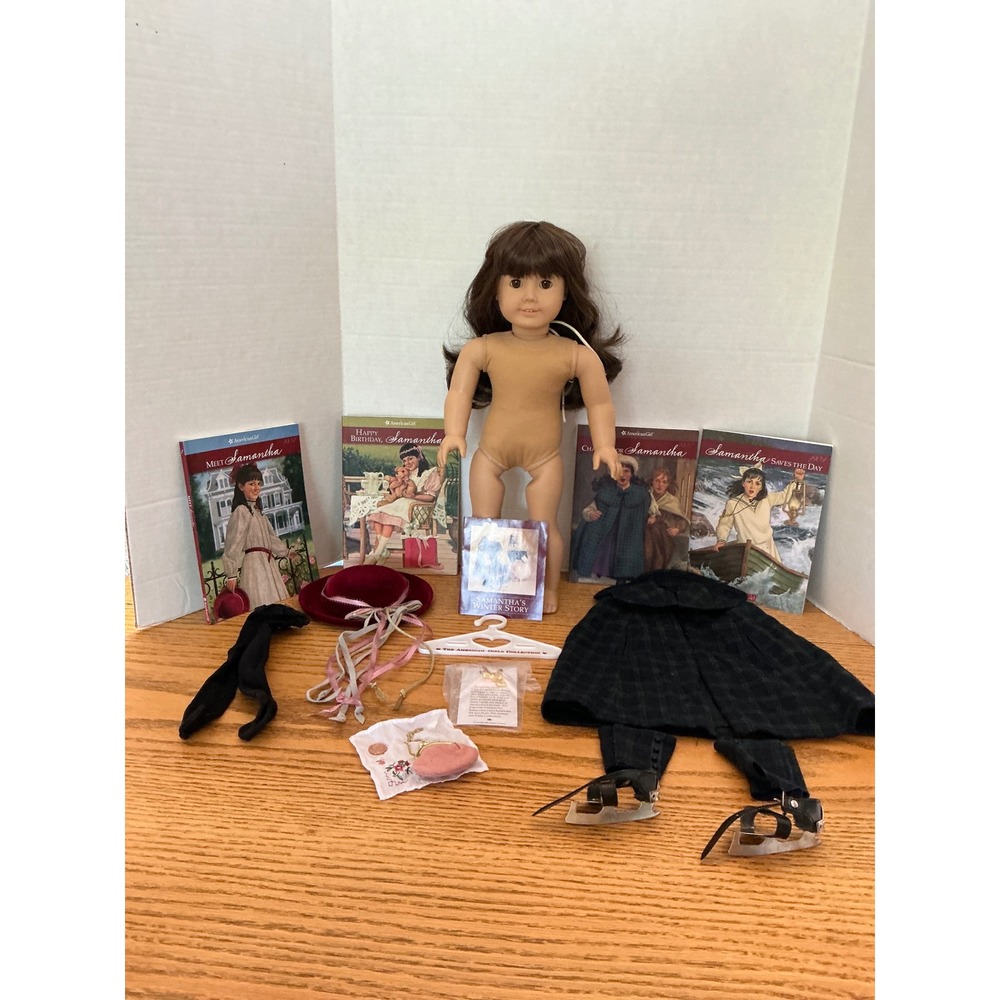 American Girl Pleasant Company Samantha Doll cin purse hanky cape Skates Books